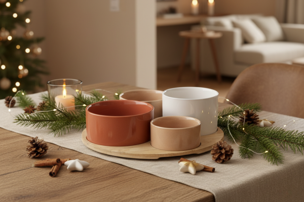 přírodní zimní dekorace v interiéru